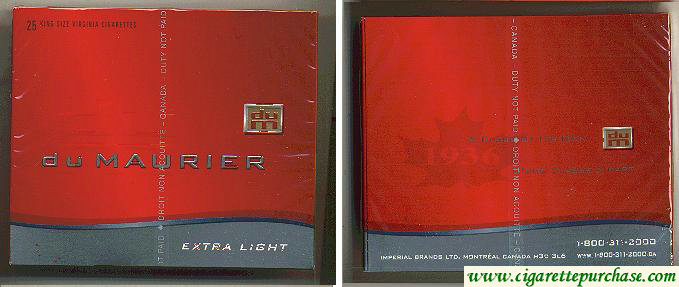 Du Maurier Extra Light 25s wide flat hard box cigarettes